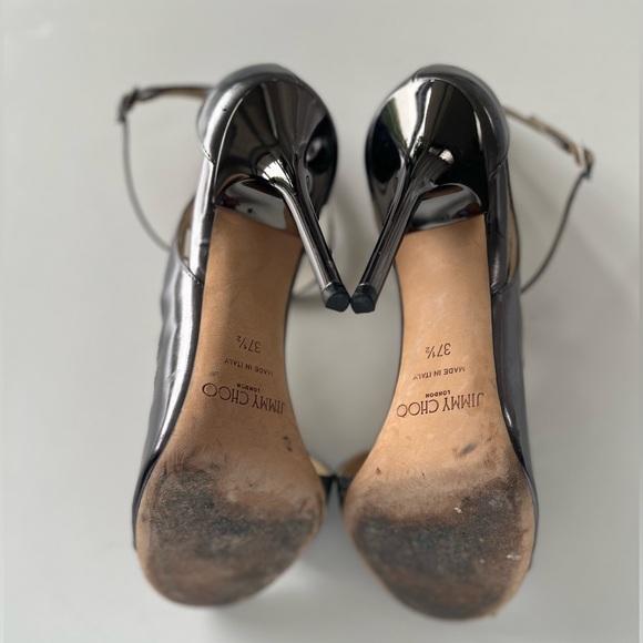 Jimmy Choo Leather Heels - Sparkly Pewter Silver - Picture 6 of 6